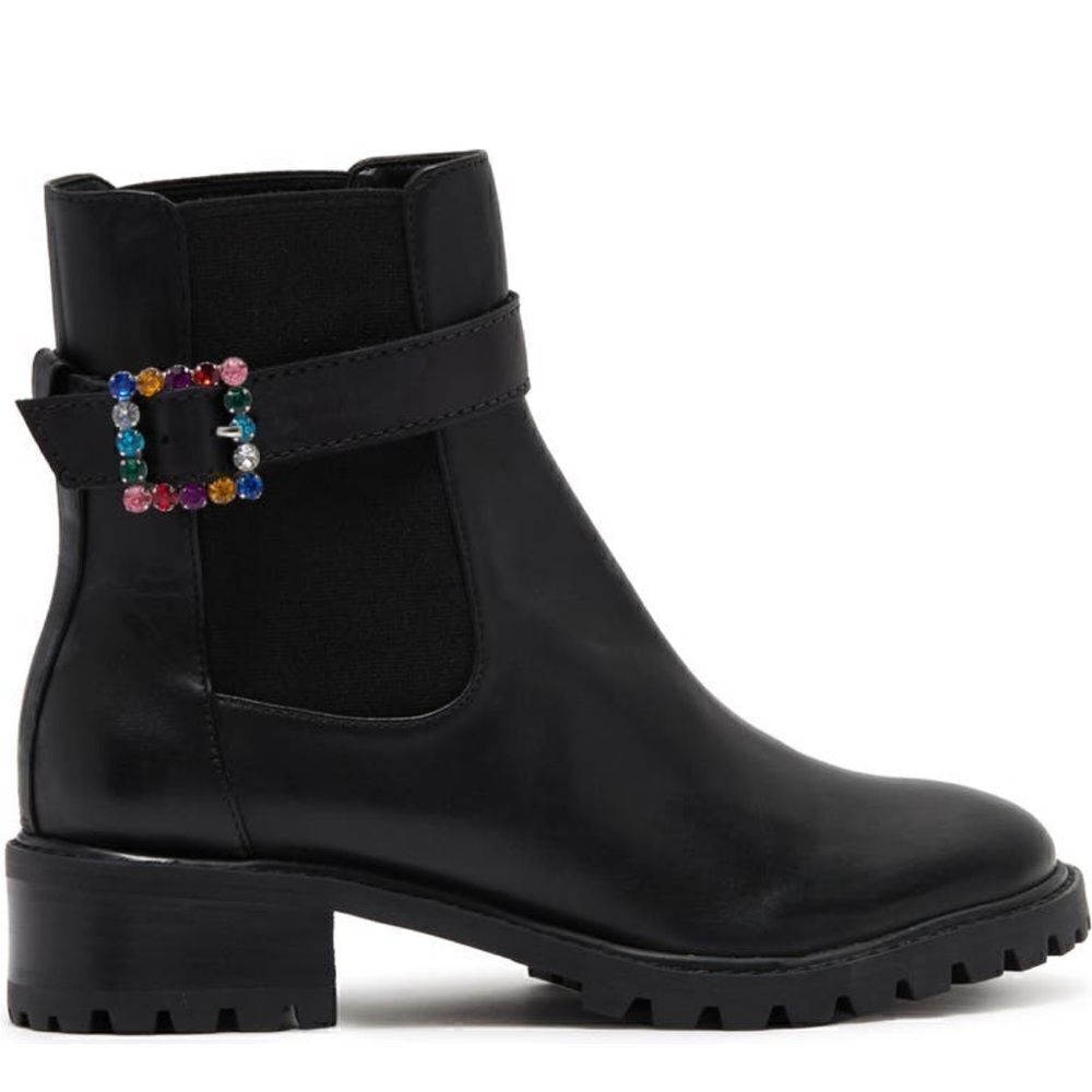 Schutz Women’s leather Buckle lug sole boot  in black size 7,5 new